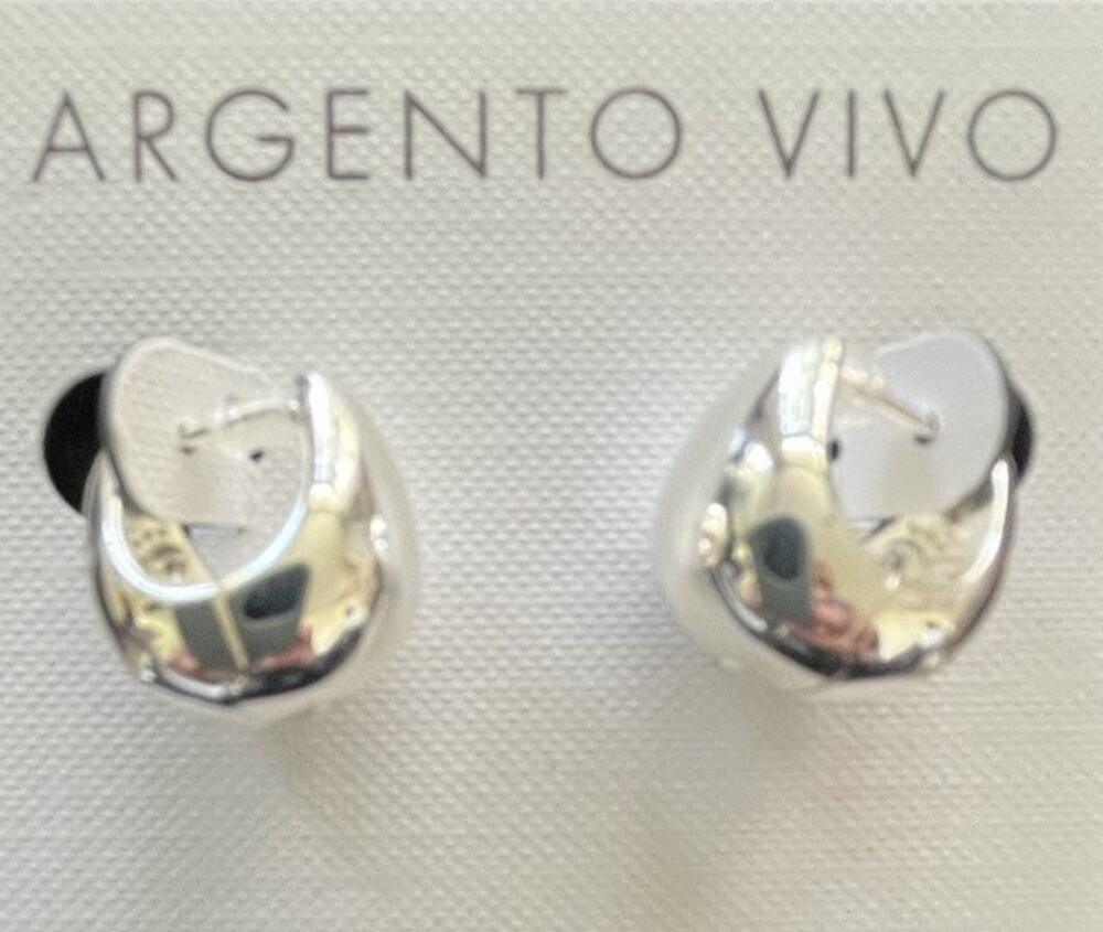 Argento Vivo 925 Sterling Silver 1/2 in. Hoop Earrings Embedded Crystals